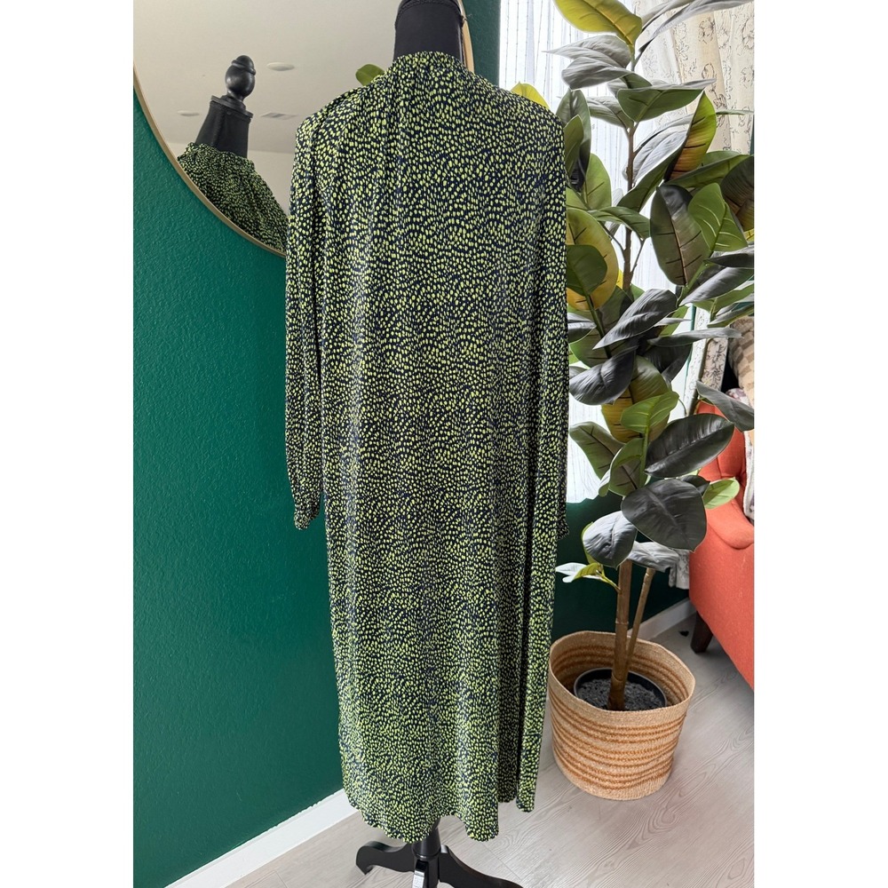 ASOS Pleated Maxi Dress Size 10 Navy Blue Green Ditsy Print Artsy Eclectic - Picture 4 of 9